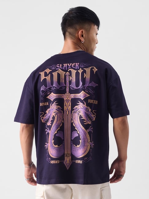 The Souled Store TSS Originals: Slayer Navy Loose Fit Printed