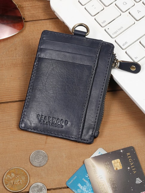 Minimalist Leather Card Holder in Grey - Thursday Boot Company