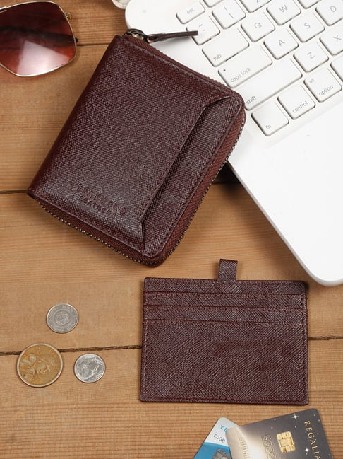Slim Minimalist Front Pocket Genuine Leather Wallet, Original Leather  Credit Card Holder Wallet, Women Leather Zipper Card Case for Ladies &  Girls, Size 5X3 (Sky Blue)