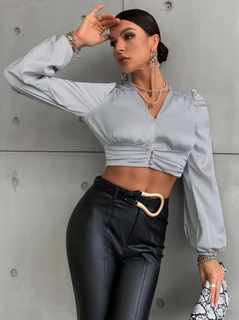 Kotty Grey Slim Fit Crop Top-picture-40