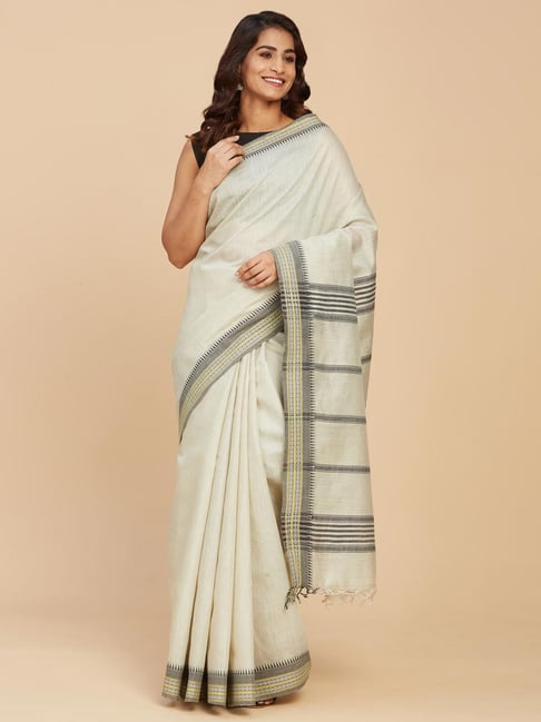 Buy Fabindia Woven Chanderi Cotton Silk Black Sarees Online @ Best Price In  India | Flipkart.com