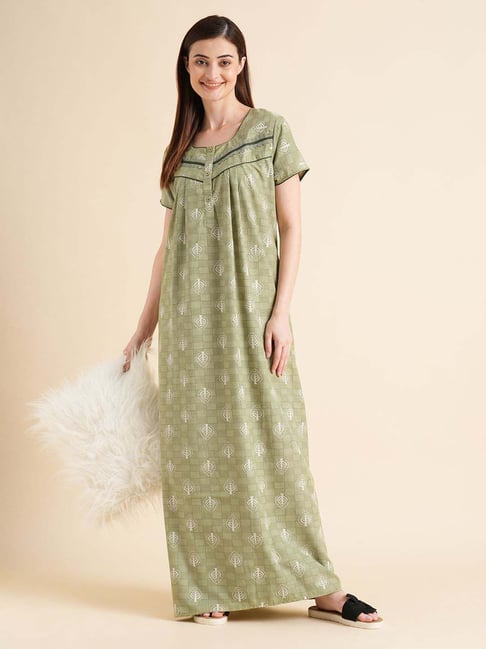 Buy Sweet Dreams Green Printed Nighty for Women Online @ Tata CLiQ