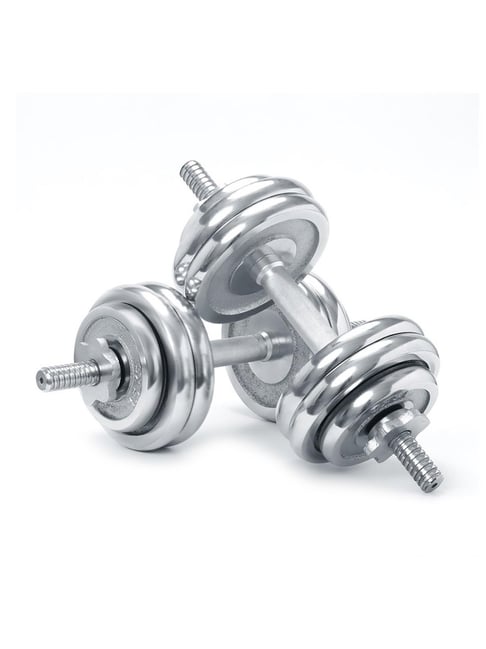 KAKSS Cast Iron Chrome Plated Dumbbells (Silver) Size 50KG