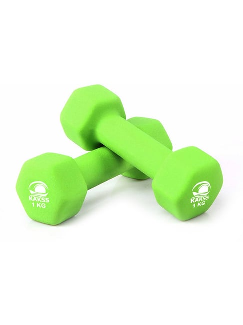 KAKSS Cast Iron Neoprene Coated Dumbbells (Green) Size 1KG