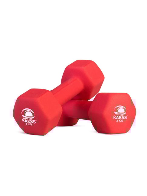 KAKSS Cast Iron Neoprene Coated Dumbbells (Red) Size 3KG