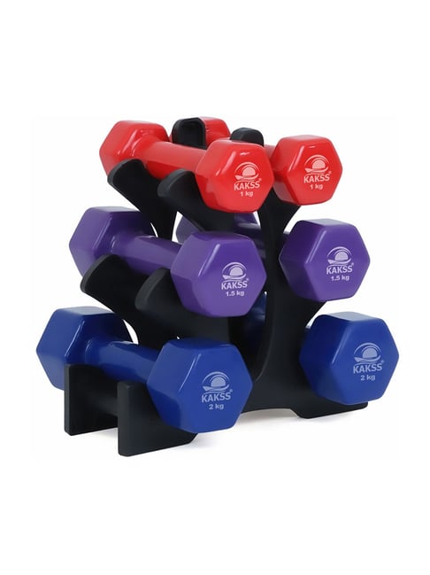 KAKSS Cast Iron Vinyl Coated Dumbbells (Multicolor) Size 12KG