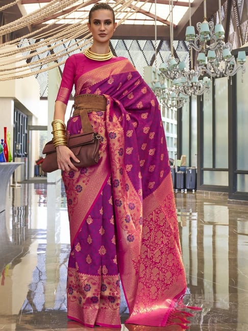 Buy Pink Indian Banarasi Silk Saree In USA, UK, Canada, Australia,  Newzeland online