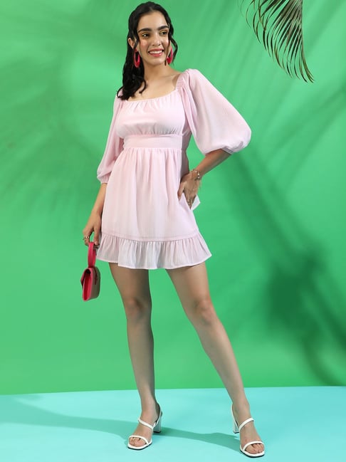 Campus Sutra Pink A-Line Dress