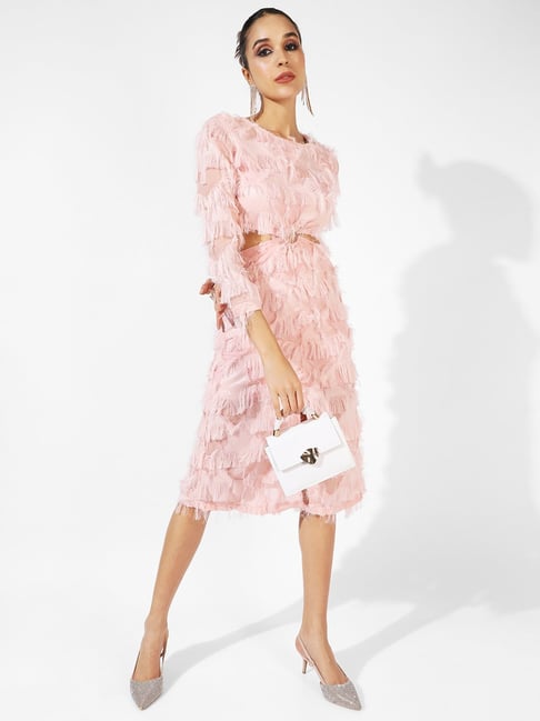 Campus Sutra Pastel Pink A-Line Dress