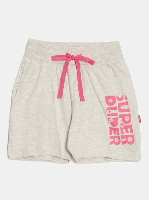 Dixcy Slimz Kids Off-White & Pink Cotton Printed Shorts-picture-48