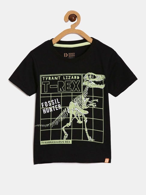 Dixcy Scott Originals Boys Black Green Cotton Printed T-Shirt