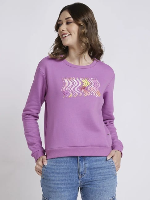 Purple on sale graphic sweatshirt