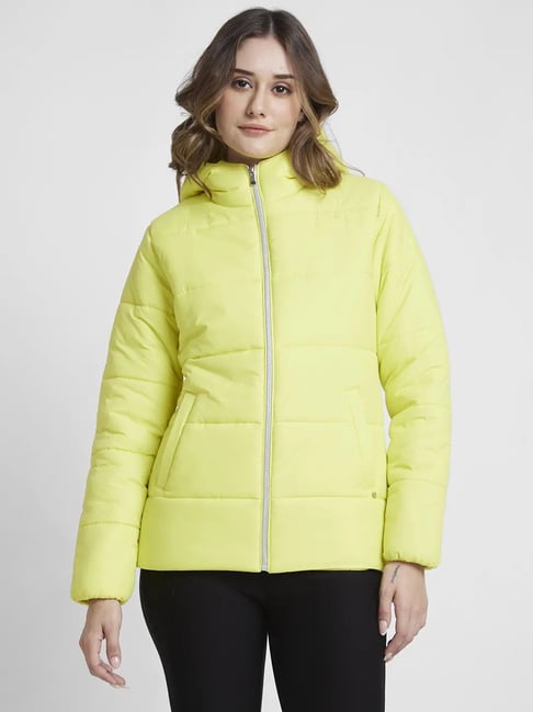 Lime green store puffer jacket women's