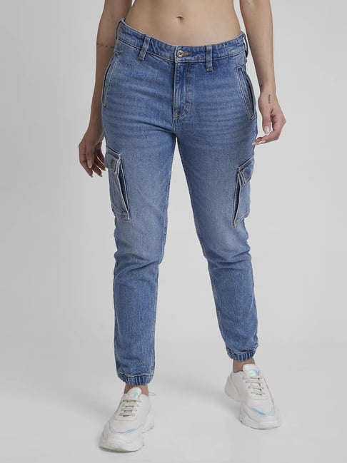 Spykar Light Blue Cotton Relaxed Fit Mid Rise Jeans-picture-40