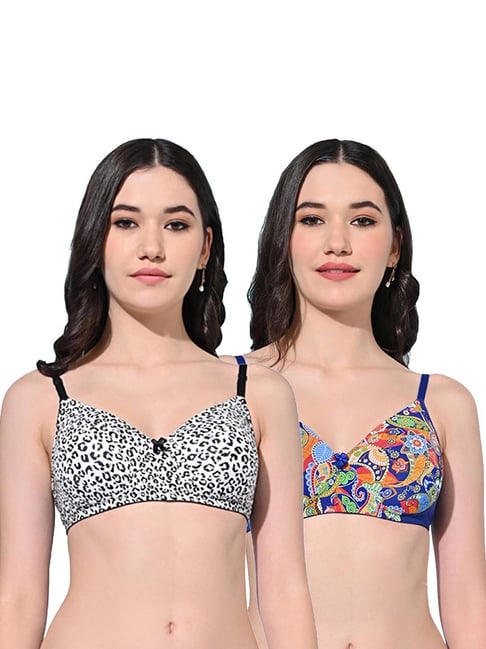 FIMS Black & Blue Printed Bras - Pack Of 2-picture-10