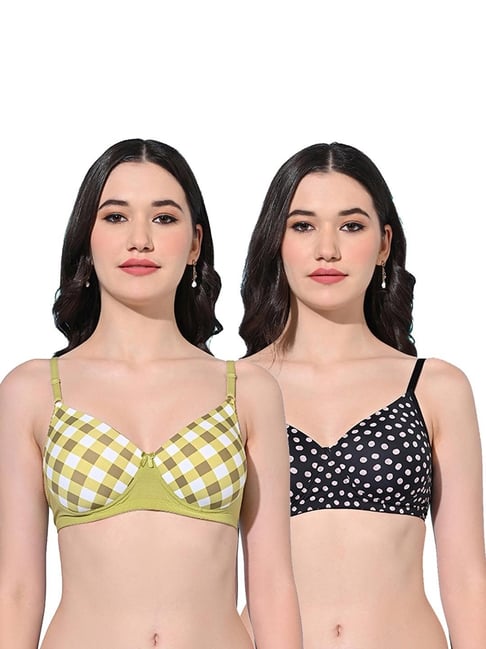 FIMS Green & Black Printed Bras - Pack Of 2-picture-13