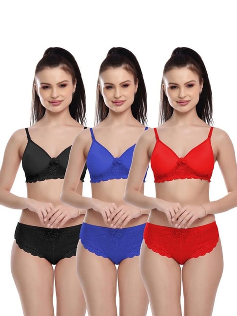 women pack of 3 bra and panty set