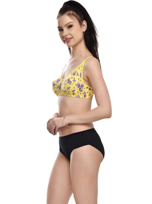 yellow cotton bra and panty set