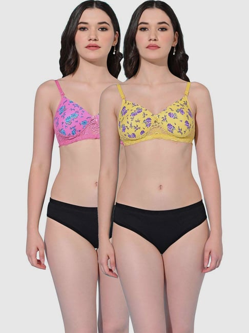 yellow cotton bra and panty set
