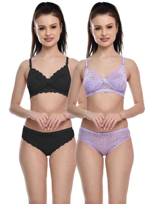 pack of 2 laced bra and panty set
