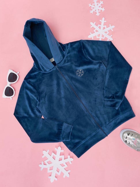 Pantaloons Junior Kids Teal Blue Embellished Full Sleeves Sweatshirt-picture-37