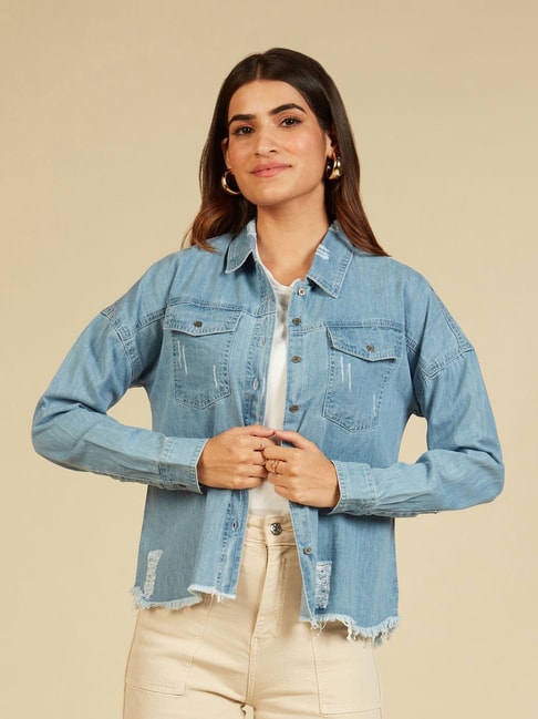 Samani Full Sleeve Solid Women Denim Jacket - Buy Samani Full Sleeve Solid Women  Denim Jacket Online at Best Prices in India | Flipkart.com