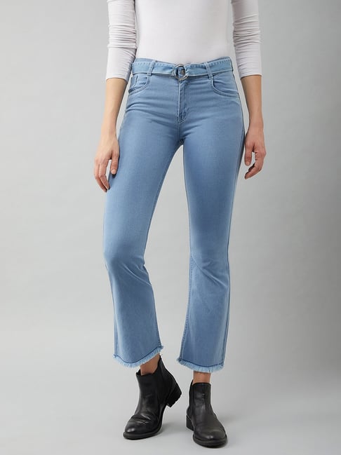 Miss Chase Blue Denim Flared Fit High Rise Jeans-picture-17