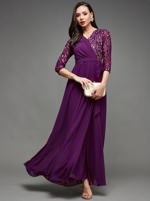 Miss Chase Purple Relaxed Fit Maxi Dress