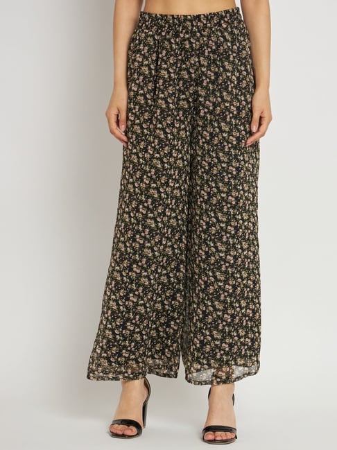Anvi Be Yourself Black Floral Print Palazzos-picture-29