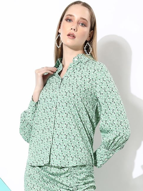 Anvi Be Yourself Green Floral Print Shirt-picture-19