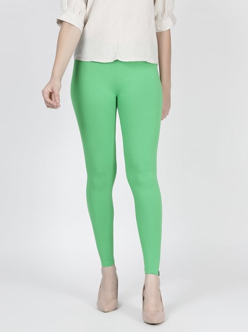 Aqua Green Color Women Cotton Stretchable Ankle Length Legging-LGA46