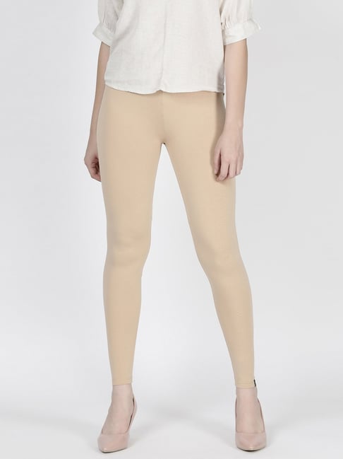 Beige ankle length outlet leggings