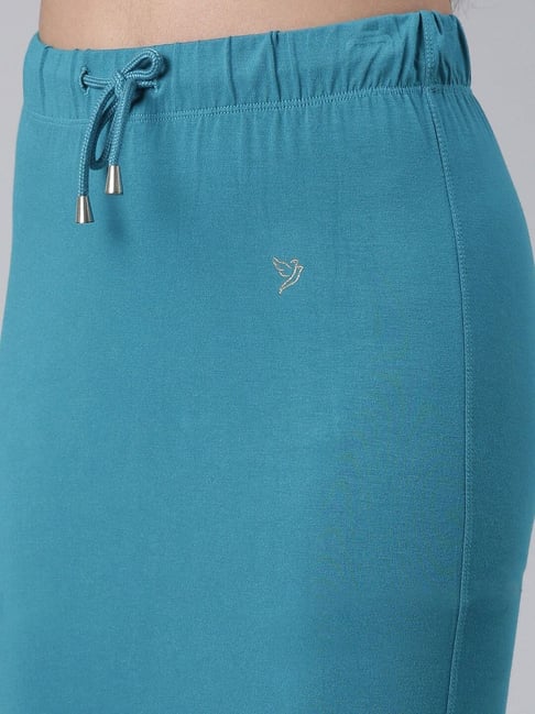 TWIN BIRDS Blue Logo Print Stretchable Saree Shapewear