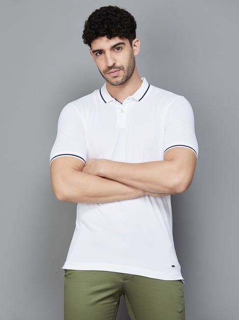 Code by Lifestyle White Regular Fit Polo T-Shirt
