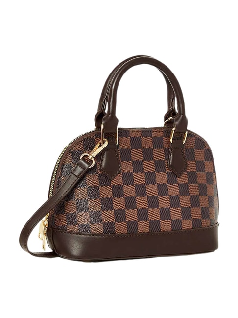 Styli Brown Checked Pattern Shoulder Bag