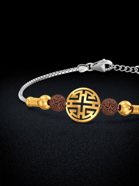 Etnico Gold Plated Ethnic OM Design Beads Stone Rakhi Bracelet With Ro-sonthuy.vn