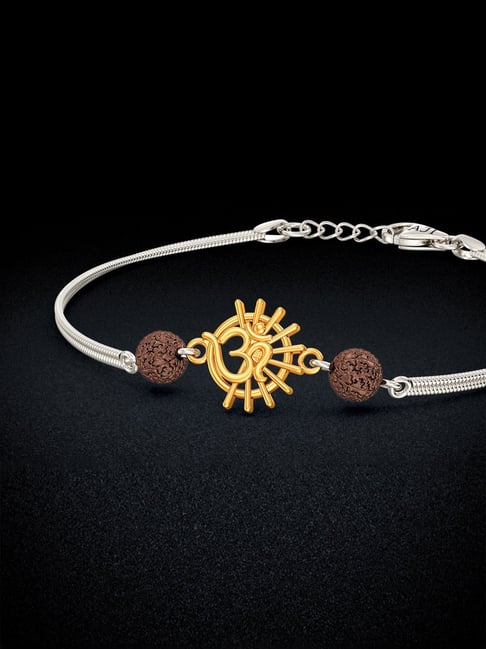 925 sterling silver handmade lord Ganesha design Rakhi bracelet amazing  Rudraksha or Tulsi beaded bracelet, use as daily use jewelry rk191 | TRIBAL  ORNAMENTS