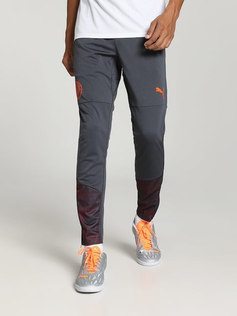 Puma Grey Slim Fit Printed Sports Trackpants