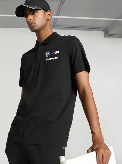 Puma Black Cotton Regular Fit Polo T-Shirt