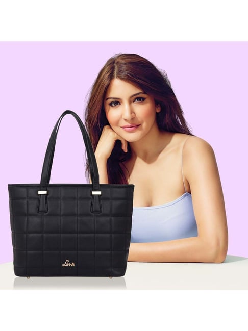 Buy Lavie Box Sherry Black Quilted Medium Tote Handbag Online At