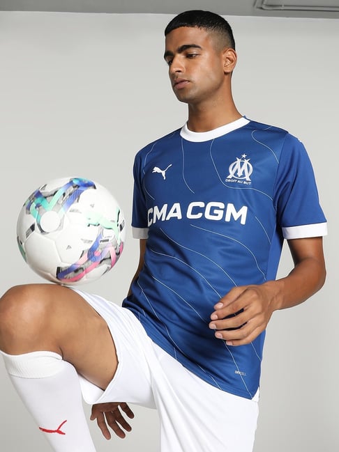 Puma Blue Regular Fit Printed Sports T-Shirt