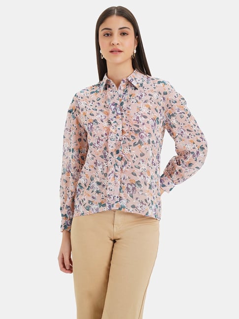 Kazo Peach Floral Print Shirt-picture-20