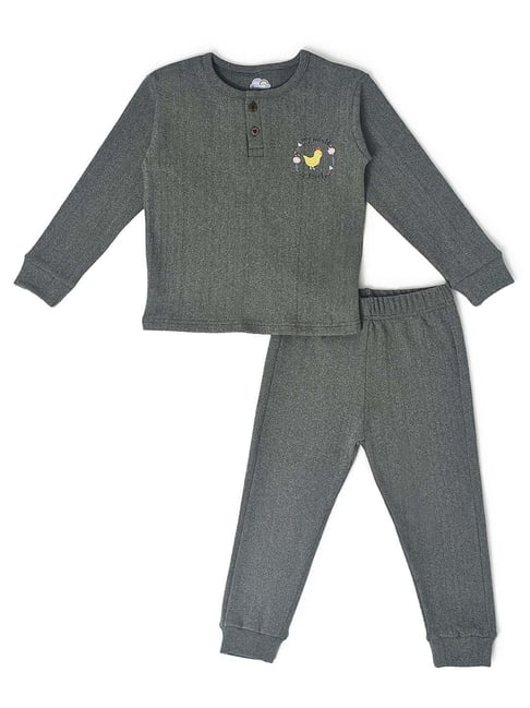LUX Inferno Kids Grey & White Skinny Fit Full Sleeves Thermal Top (Pack of  2)