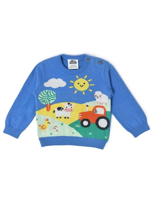 MiArcus Kids Blue Cotton Printed Full Sleeves Sweatshirt