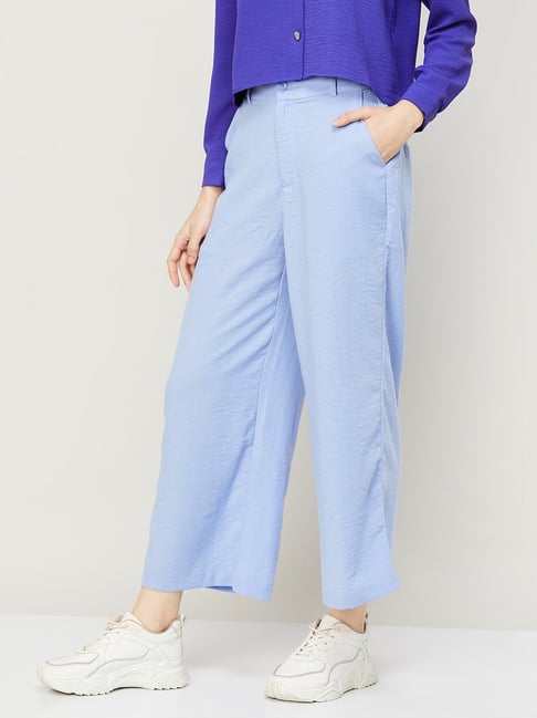 Buy Ginger by Lifestyle Light Blue Regular Fit Pants for Women Online @  Tata CLiQ