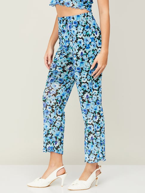 Floral Print Trousers with Insert Pockets