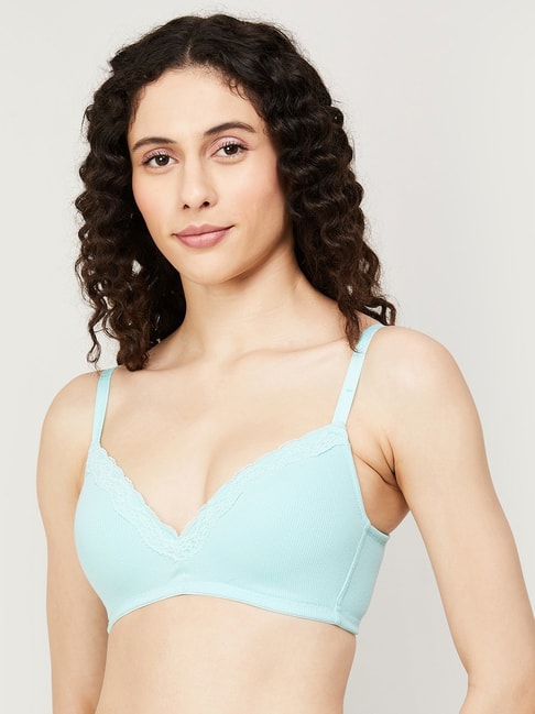 Ginger by Lifestyle Light Blue Lace Full Coverage T-Shirt Bra