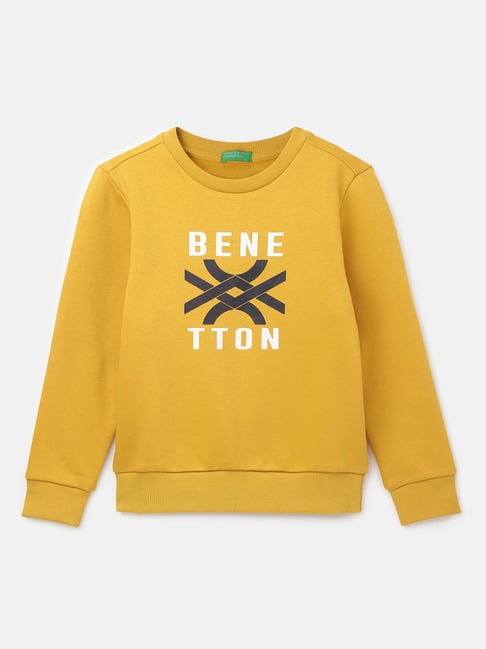 United Colors of Benetton Kids Yellow Printed Full Sleeves Sweatshirt