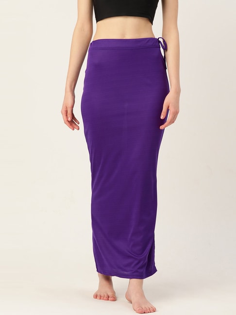 Ms.Lingies Purple Plain Saree Shapewear