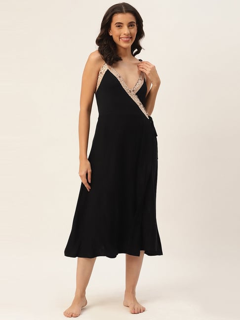 Ms.Lingies Black Lace Work Nighty